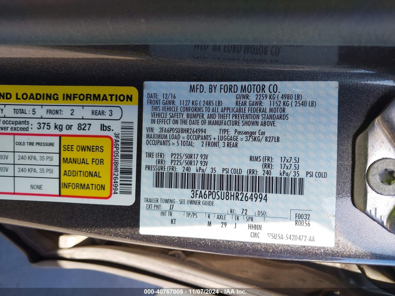 Ford Fusion Energi Titanium 2017 Gray 2.0L