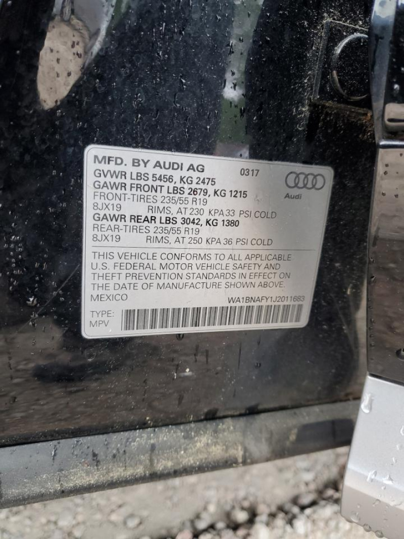 Audi Q5 Premium Plus 2018 Black 2.0L