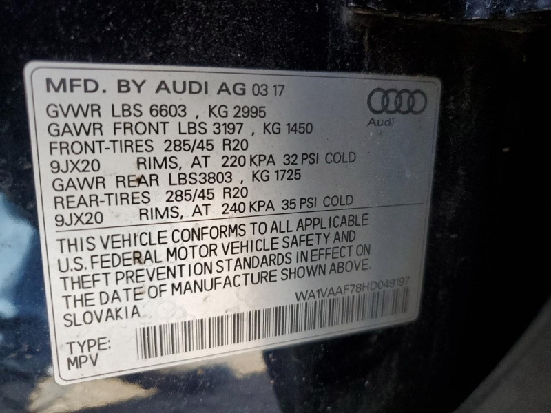 Audi Q7 Prestige 2017 Blue 3.0L