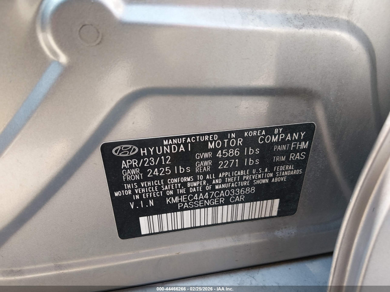 Hyundai Sonata Hybrid 2012 Silver 2.4L 