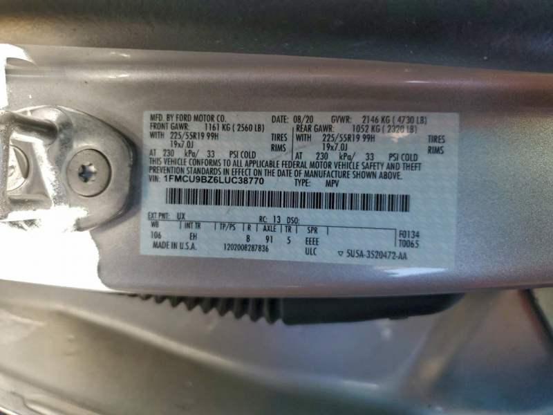 Ford Escape Se Sport 2020 Silver 2.5L