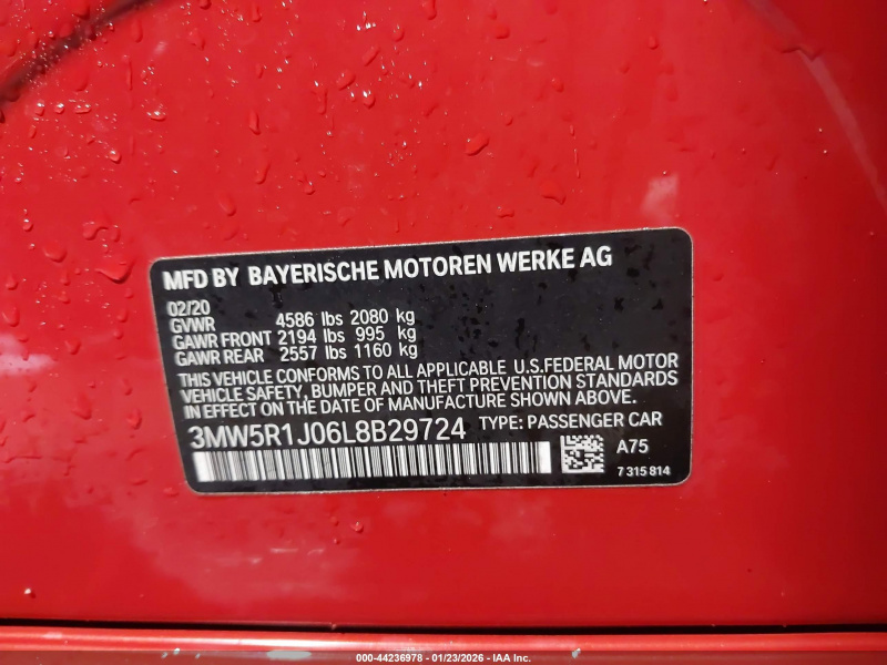 Bmw 330I 2020 Red 2.0L