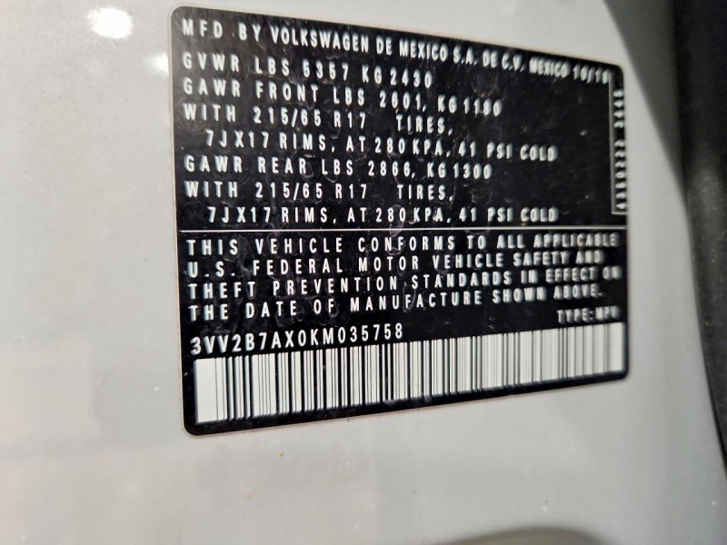 Volkswagen Tiguan Se 2019 White 2.0L
