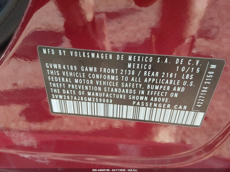 Volkswagen Jetta 1.4T S 2016 Red 1.4L