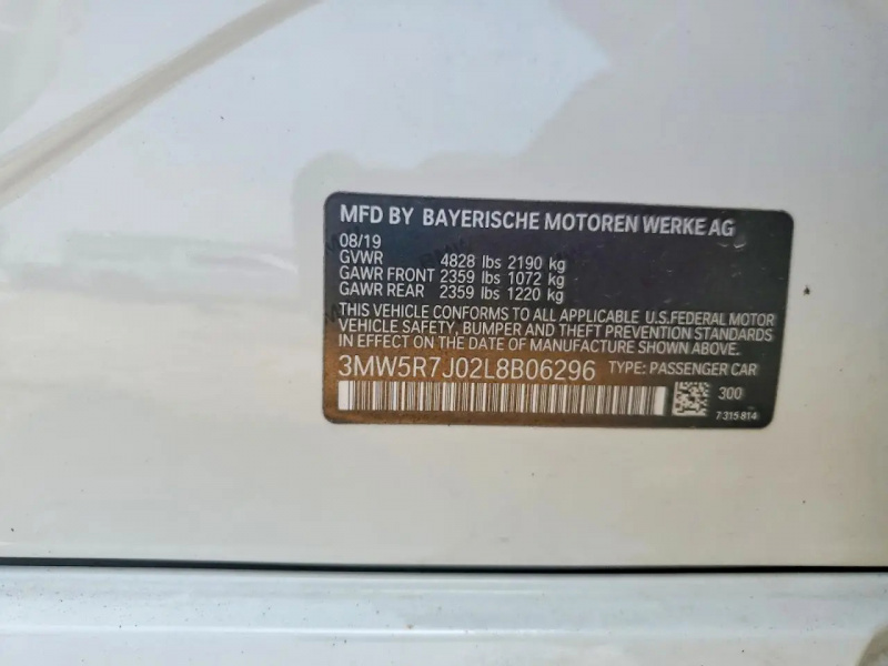 Bmw 330Xi 2020 White 2.0L