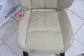 Scaun șofer Nissan Pathfinder 13-20 fără airbag, electric, piele bej, piele uzată.