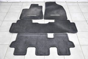 Set de covorașe pentru interiorul mașinii Toyota Highlander 14-19, material textil negru.