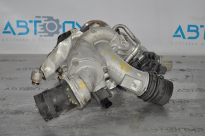 Turbina completă cu colector și conducte de răcire VW Passat b8 16-19 USA 1.8T, 2.0T este îndoită la fixarea cartușului.