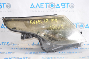 Farul dreapta față goală Ford Explorer 11-15 pre-restilizare halogen chinezesc, defect la sticlă.