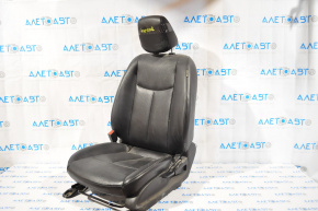 Scaunul șoferului Nissan Leaf 13-17 fără airbag, manual, încălzire, piele neagră.