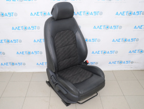 Scaun de pasager Hyundai Sonata 15-17 fără airbag, manual, piele neagră