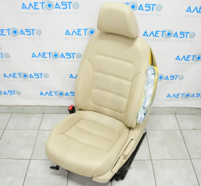 Scaun șofer VW Jetta 11-18 SUA fără airbag, manual, piele bej, uzat, plastic defect