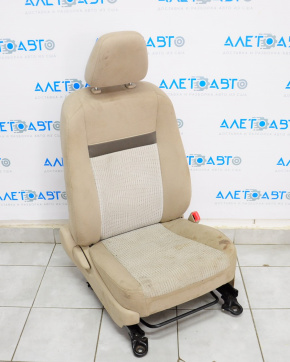 Scaun pasager Toyota Camry v50 12-14 SUA fără airbag, manual, material textil bej, necesită curățare chimică.