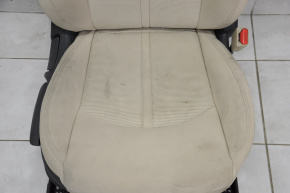 Scaun de pasager Hyundai Sonata 15-17 fără airbag, manual, material textil bej, necesită curățare chimică.