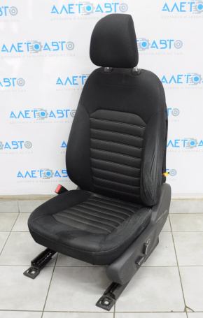 Водительское сидение Ford Fusion mk5 13-16 без airbag, электро, тряпка черн белая строчка