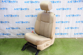 Scaun șofer Nissan Pathfinder 13-20 cu airbag, electric, piele bej, suport lombar cu monitor, ruginit.