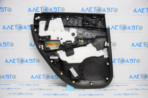 Capacul usii spate dreapta pentru Jeep Grand Cherokee WK2 14-16, negru cu insertie neagra din piele, cotiera din piele, cusatura alba, ornamente cromate, insertie din lemn negru mat, zgarieturi.