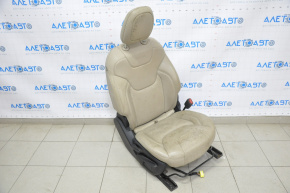 Scaun pasager Jeep Cherokee KL 14-18 cu airbag, manual, piele bej, pentru curățare chimică.