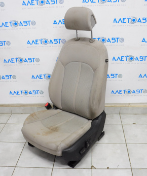 Scaun șofer Hyundai Sonata 15-17 fără airbag, electric, material textil gri, zgâriat, substanțe chimice.