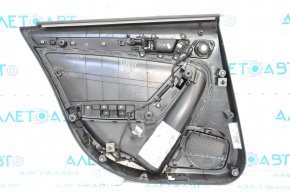 Обшивка двери карточка задняя правая Audi A4 B8 13-16 рест черн с беж вставкой кожа, подлокотник резина, молдинг под дерево глянец, седан, без шторки, слом креп, царап