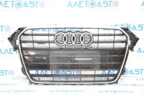 Grila radiatorului asamblată Audi A4 B8 13-16 restilizată, lucioasă, cu emblemă