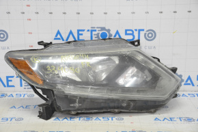 Farul din față dreapta Nissan Rogue 14-16, gol, cu halogen, cu bec.