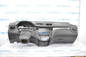 Panoul frontal cu AIRBAG pentru Nissan Rogue 14-20, negru, cu capac și compartiment de depozitare.