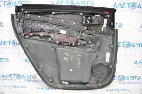 Capacul usii spate dreapta pentru Acura MDX 14-16, gri cu insertie gri din piele, cotiera din piele, ornamente din lemn lucios, perdea, zgarieturi.