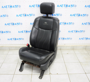 Scaunul șoferului Infiniti JX35 QX60 13- cu airbag, electric, suport pentru cap cu monitor, piele neagră.