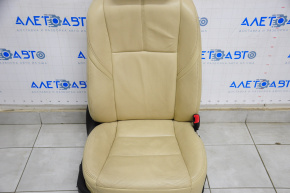 Scaun de pasager Toyota Avalon 13-18 cu airbag, electric, încălzire, piele bej, crăpături în piele.