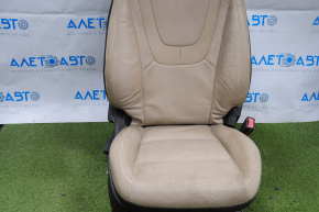 Scaun de pasager Chevrolet Volt 11-15 fără airbag, manual, piele bej, crăpat, fără tapițerie.