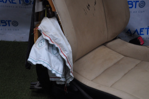 Scaun de pasager Lexus CT200h 11-17 fără airbag, piele bej, ușor deteriorat, necesită curățare.