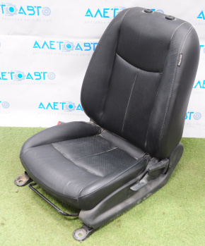 Scaun șofer Nissan Leaf 13-17 fără airbag, manual, încălzire, piele neagră, fără tetieră.