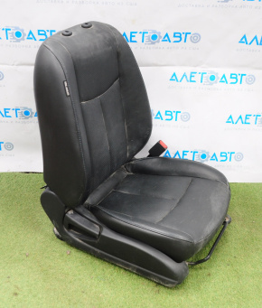 Scaun pasager Nissan Leaf 13-17 fără airbag, manual, încălzire, piele neagră, fără suport pentru cap.