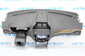 Torpedo panoul frontal cu AIRBAG Lincoln MKZ 13-16 negru, inserție din lemn