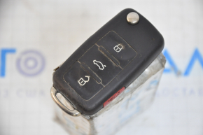 Ключ VW Tiguan 12-16 4 кнопки, раскладной, затерт