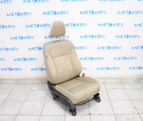 Scaun de pasager pentru Honda Accord 13-17 fără airbag, manual, din catifea bej, de curățat chimic.