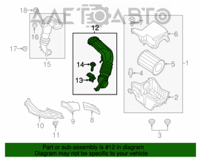 Conducta de aer Ford Escape MK3 13-19 1.6T de la filtru, două piese