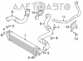 Патрубок на интеркулер правый Ford Fusion mk5 13-16 2.0T только резиновая часть