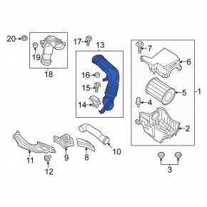 Conducta de aer Lincoln MKC 15- 2.0T de la filtru, două piese