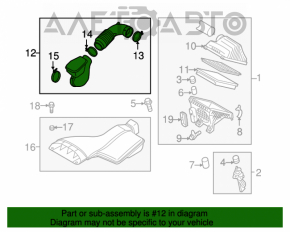 Conducta de aer pentru colectorul Hyundai Sonata 11-15 2.4 cu un cot rupt.