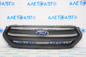 Grila radiatorului Ford Escape MK3 17-19, neagra lucioasa, cu emblema, zgarietura pe emblema.