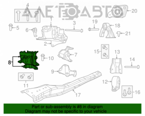 Pernele motorului stânga Jeep Compass 11-16 2.0, 2.4, AWD, FWD, crăpată.