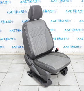 Scaun pasager Ford Escape MK3 17- cu airbag, manual, piele + material textil, negru-gri, sub protecție chimică.