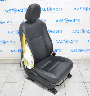 Scaun de pasager Toyota Highlander 14-16 fără airbag, manual, piele neagră, uzat