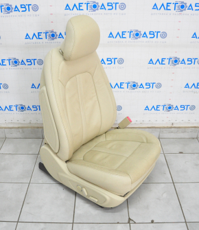 Scaun de pasager Lincoln MKZ 13-16 cu airbag, electric, incalzit, piele bej, uzat.