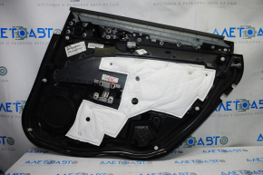 Capacul usii cardul din spate stanga Ford Fusion mk5 13-16 negru cu insertie argintie, cotiera din piele, ornamente gri lucios, zgarieturi, necesita curatare chimica