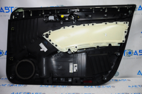 Обшивка двери карточка передняя левая VW Passat b8 16-19 USA черн с черн вставкой кожа, подлокотник кожа, молдинг под дерево черн глянец, слом креп, царапины