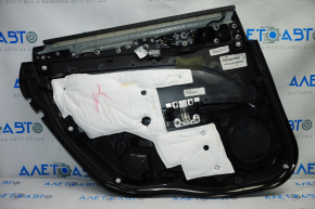 Capacul ușii din spate dreapta pentru Ford Fusion mk5 13-16, negru cu inserție argintie, material textil, cotieră din piele, matriță lucioasă gri, zgârieturi, pete, necesită curățare chimică