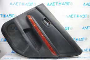 Capacul ușii din spate dreapta pentru Lexus RX300 RX330 RX350 RX400h 04-09, negru cu inserție neagră din piele, cotier din piele, ornamente din lemn lucios, zgârieturi, pete, are nevoie de curățare.